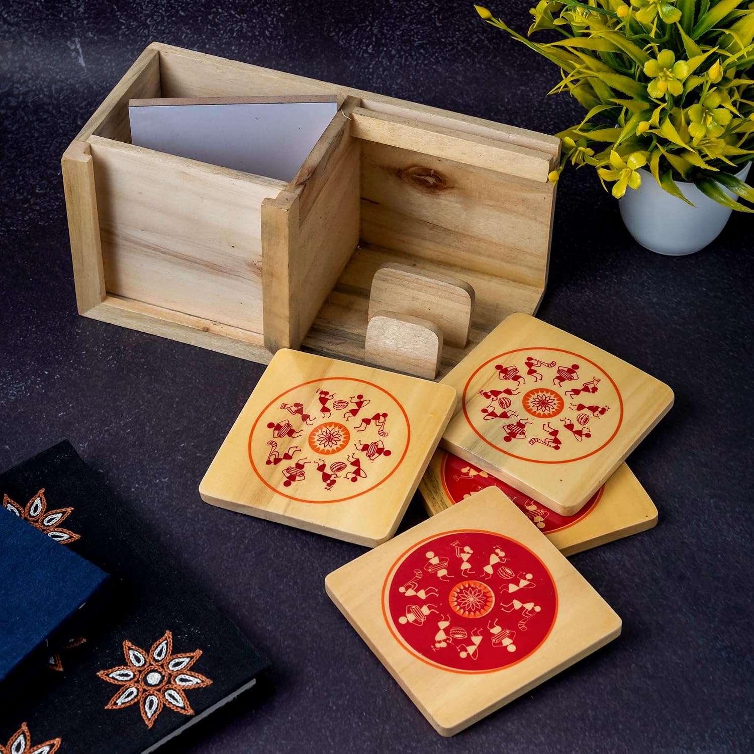 Desk Organiser Set with Calendar, Pen Stand, Coaster and Card Holder