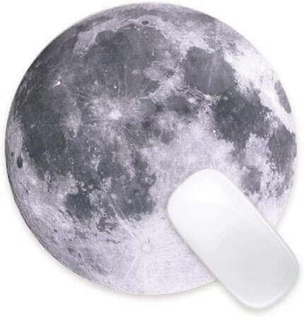Round Cloth Mouse Pad with Non-Slip Rubber Base – 8.66 Inch, Grey