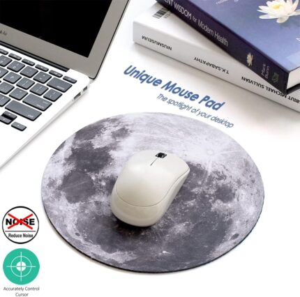 Round Cloth Mouse Pad with Non-Slip Rubber Base – 8.66 Inch, Grey