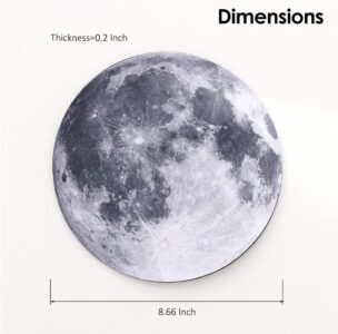 Round Cloth Mouse Pad with Non-Slip Rubber Base – 8.66 Inch, Grey