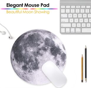 Round Cloth Mouse Pad with Non-Slip Rubber Base – 8.66 Inch, Grey