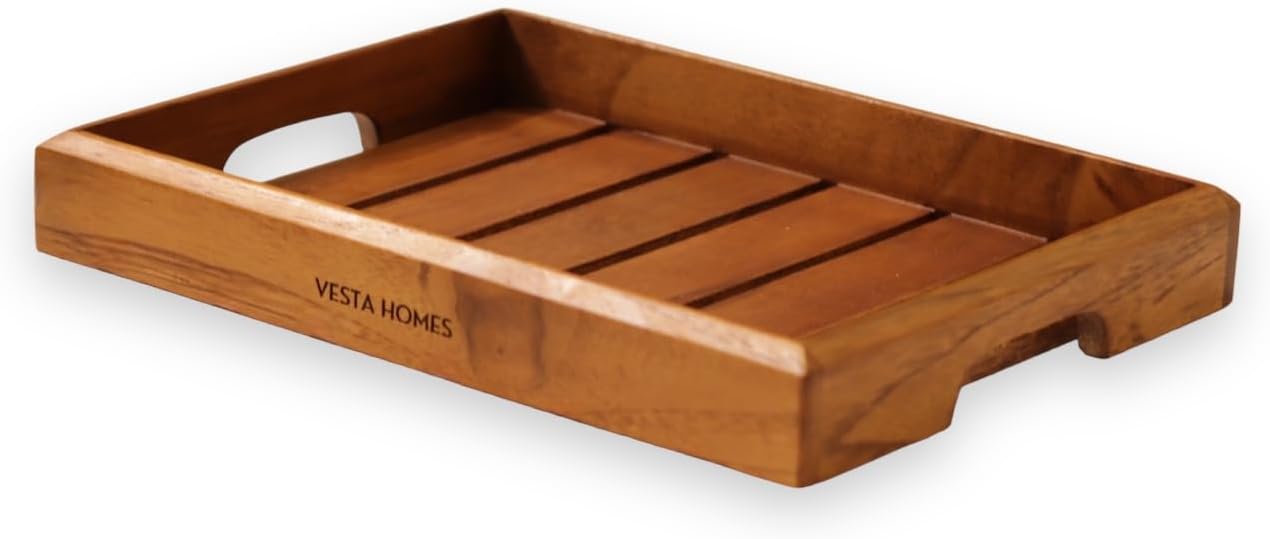 Teak Wood Serving Tray – Medium, 12 x 8.5 Inch